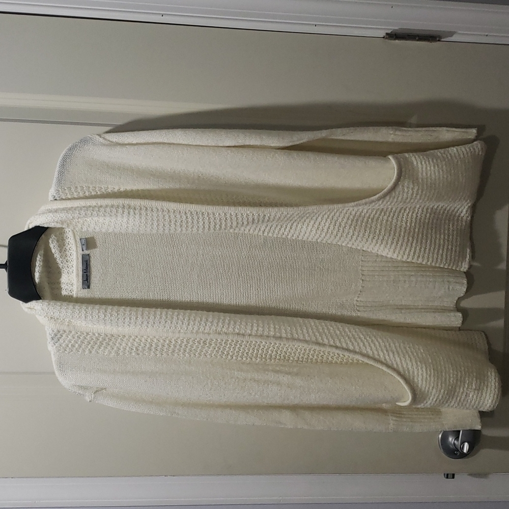Women's White Long Knit Cardigan Small